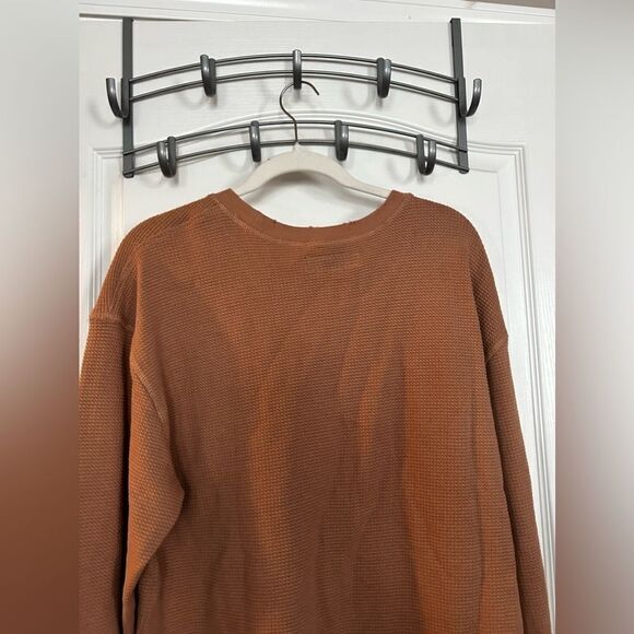 PACSUN Men’s Waffle Knit Shirt long sleeve‎ distressed NWT brown - Picture 6 of 13